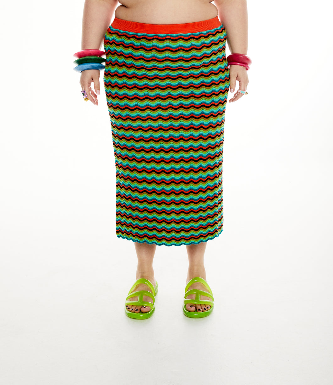 COSMIC SURF KNIT MIDI SKIRT