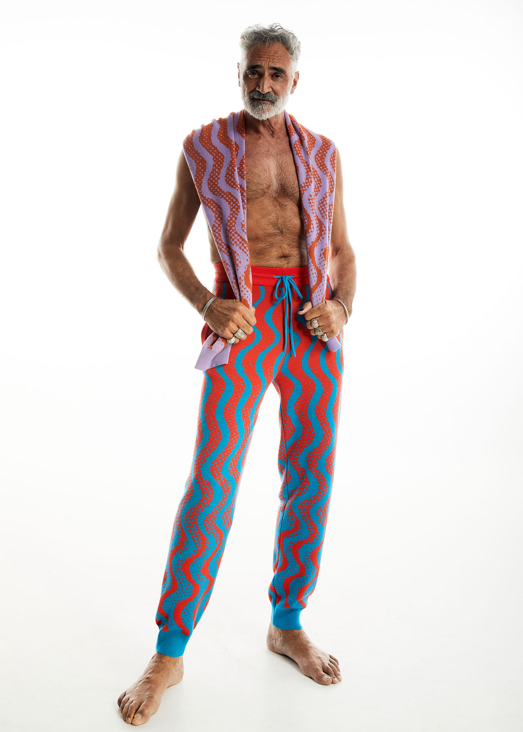 DAYTRIPPER KNIT PANTS - RED/BLUE