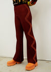 NIGHTRIDER RIB KNIT FLARES - MAROON/ORANGE